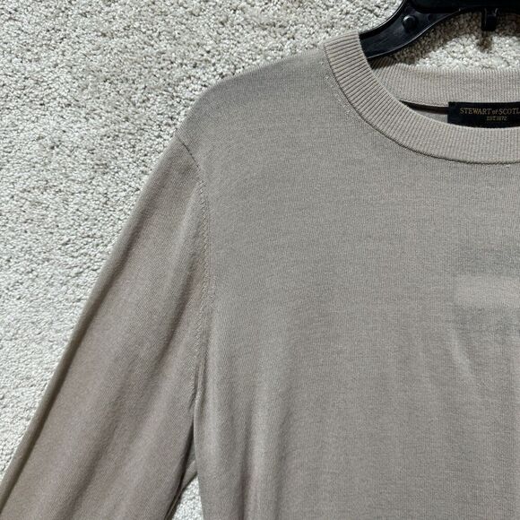 Stewart Of Scotland Sweater Men's Medium Tan Merino‎ Wool Pullover Long Sleeve - Picture 4 of 10